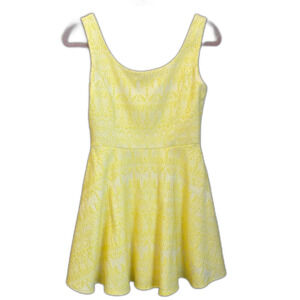 Ellison Women's Small Lemon Yellow Lined Sleeveless A-line Summer Dress Pockets